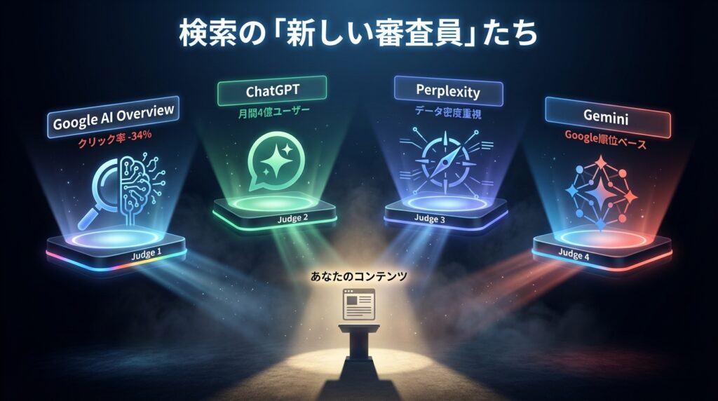 オーディションのマイク — AIに選ばれるコンテンツのイメージ