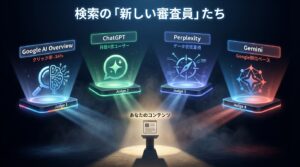 オーディションのマイク — AIに選ばれるコンテンツのイメージ